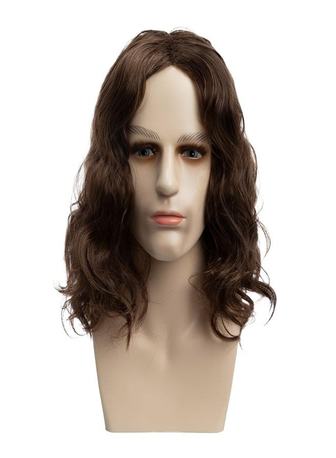 Wiwige Short Wavy Brown Wig for Men Middle Part Short Culry Synthetic Fiber Wig for Male - Image 2